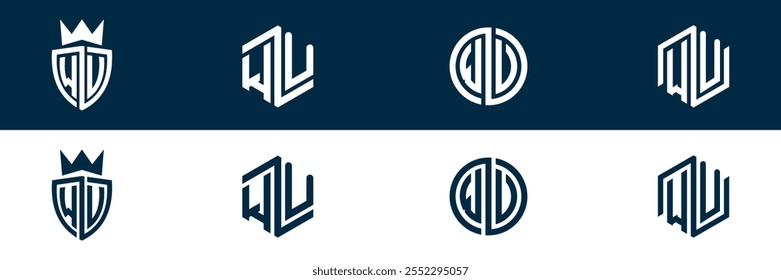 WV VW letter logo set design