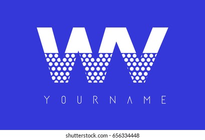 WV W V Dotted Pattern Letter Logo Design Vector with Blue Background.