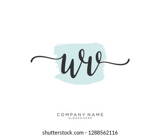 WV W V Initial handwriting logo template