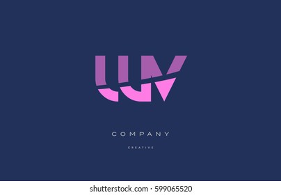 wv w v  pink blue pastel modern abstract alphabet company logo design vector icon template 