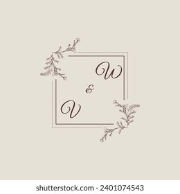 WV wedding line square monogram with high quality professional design that will print well