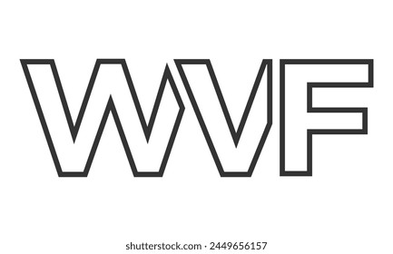 WVF logo design template with strong and modern bold text. Initial based vector logotype featuring simple and minimal typography. Trendy company identity ideal for businesses brand presence.