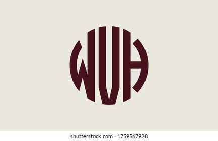WVH Circle Emblem Abstract Monogram Letter Mark Vector Logo Template
