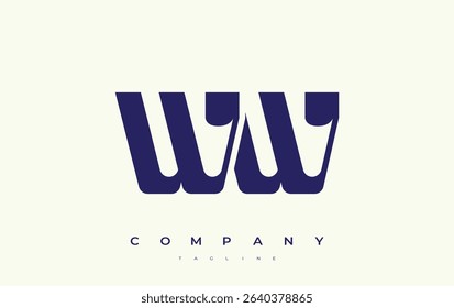 WW Abstract Geometric Logo Design. Modern and elegant logo design with simplistic typography elements, showcasing branding excellence.