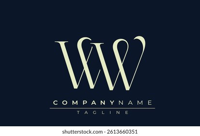 WW abstract Logo. Elegantly Designed Minimalist Monogram Logo with Stylish Lettering. Sophisticated and sleek minimalist monogram showcasing unique lettering design.