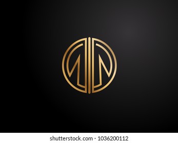 WW circle Shape Letter logo Design in gold color
