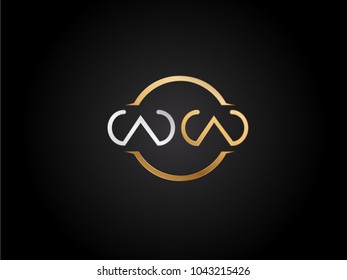 WW circle Shape Letter logo Design in silver gold color
