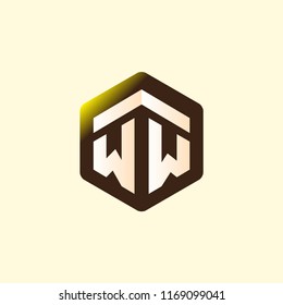 WW Initial letter hexagonal logo vector