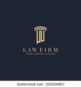 WW logotipo inicial de la firma de ley monograma con diseño de pilar