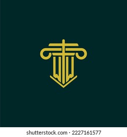 WW initial monogram logo design for law firm with pillar vector image