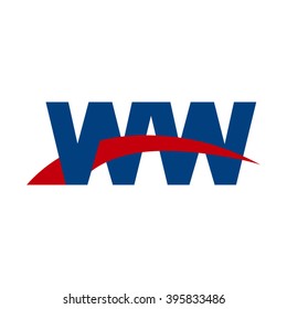 WW initial overlapping swoosh letter logo blue red
