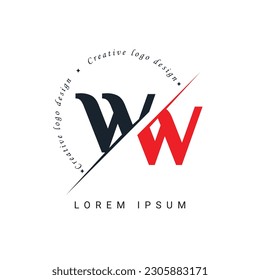 Diseño del logotipo de la carta WW con un corte creativo. Diseño de logotipo creativo