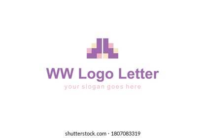 WW letter logo design in square style. WW logo design vector