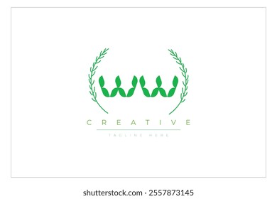 WW letters eco logo with leaf. Fresh nature and healthy leaf logo design.