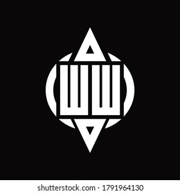 WW Logo with circle rounded combine triangle top and bottom side design template
