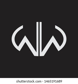 WW Logo letter oval monogram design template with black and white colors
