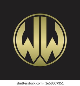 WW Logo monogram circle with piece ribbon style on gold colors