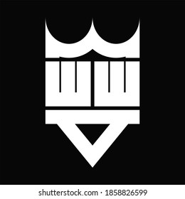 WW Logo monogram with crown shape isolated on Black background