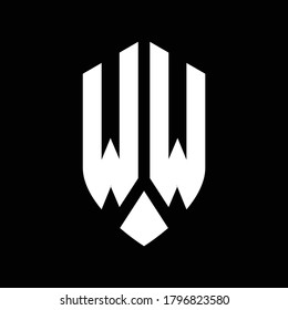 monograma del logotipo ww con plantilla de diseño de estilo de escudo de emblema