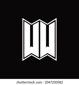 WW Logo monogram with emblem style design template on black background