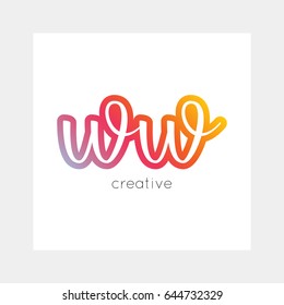 WW logo, vector. Useful as branding, app icon, alphabet combination, clip-art.