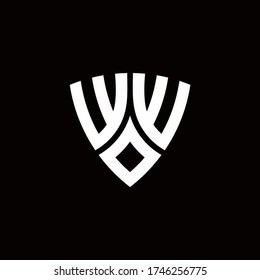 WW monogram logo with modern shield style design template isolated on black background