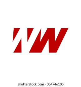 WW negative space letter logo red