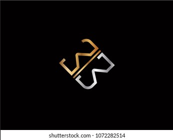WW square shape Letter logo Design in silver gold color