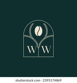 WW Unique and simple logo design combination of letters and coffee bean