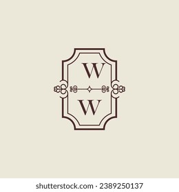 Logotipo inicial de boda vintage WW en un diseño profesional de alta calidad que se imprimirá en cualquier medio impreso