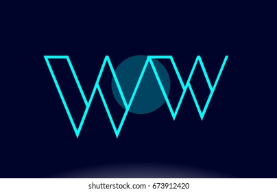 ww w blue line circle letter logo alphabet creative company vector icon design template