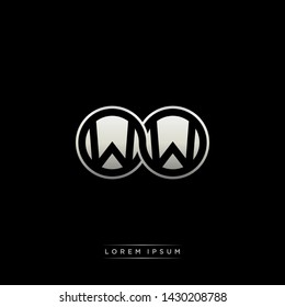 WW W initial letter linked circle capital monogram logo modern template silver color edition