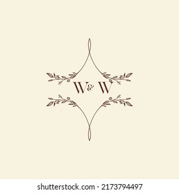 Letras iniciales del logotipo de boda WW en un diseño profesional de alta calidad que se imprimirá en cualquier medio impreso