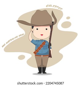 Ww1 Australian Army Cartoon Vector