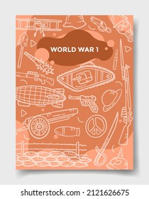 ww1 world war 1 concept with doodle style for template of banners, flyer, books, and magazine