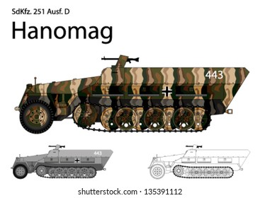 WW2 German SdKfz. 251 D troop transport and general purpose half track