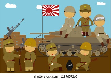 WW2 Japanese Army Vector Illustration. Eps 10