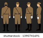 WW2 officer Imperial japanese army uniform vector with various poses.