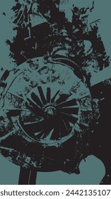 
WW2 Spitfire Engine Abstract Silhouette