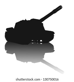 WW2 tank vector silhouette with reflection