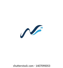 W,Water Wave Icon Logo Template
