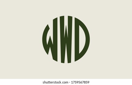 Plantilla de logotipo de marca vectorial de la letra monográfica del círculo de WWD