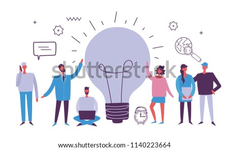 Wweb banner templates with flat icons of big idea, creative thinking. Modern vector illustration concept for website or infographics.