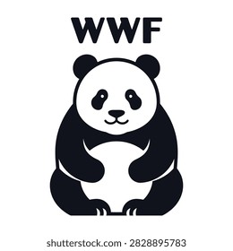 The WWF panda logo features a cute black and white cartoon bear mascot sitting down