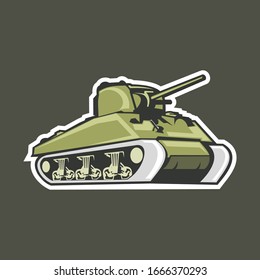 WWII American medium tank vector illustration