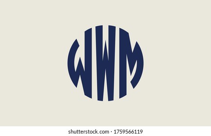 WWM-Circle Emblem Abstrakte Monogram Letter Mark Vector Logo-Vorlage