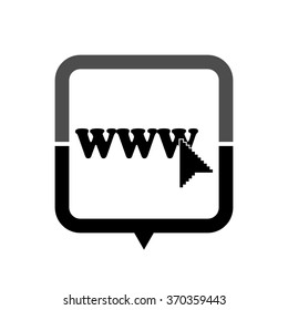 www - black vector icon; map pointer;  message bubble
