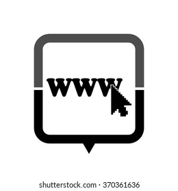 www - black vector icon; map pointer;  message bubble