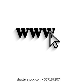 www - black vector  icon with shadow