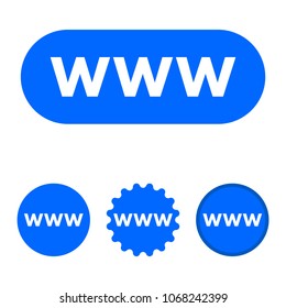 WWW blue button. vector illustration. flat style